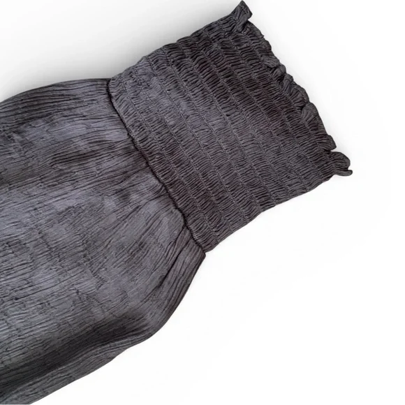 J. Jill Crinkle Textured Smocked Sleeve Dress in Oxford Grey | Like-New | Sz M - Picture 5 of 15